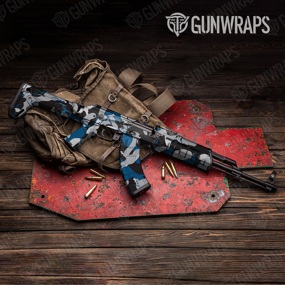 AK 47 Ragged XL Blue Tiger Camo Gun Skin Vinyl Wrap