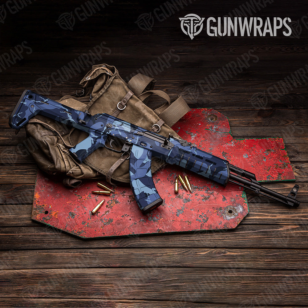 AK 47 Ragged XL Blue Urban Night Camo Gun Skin Vinyl Wrap