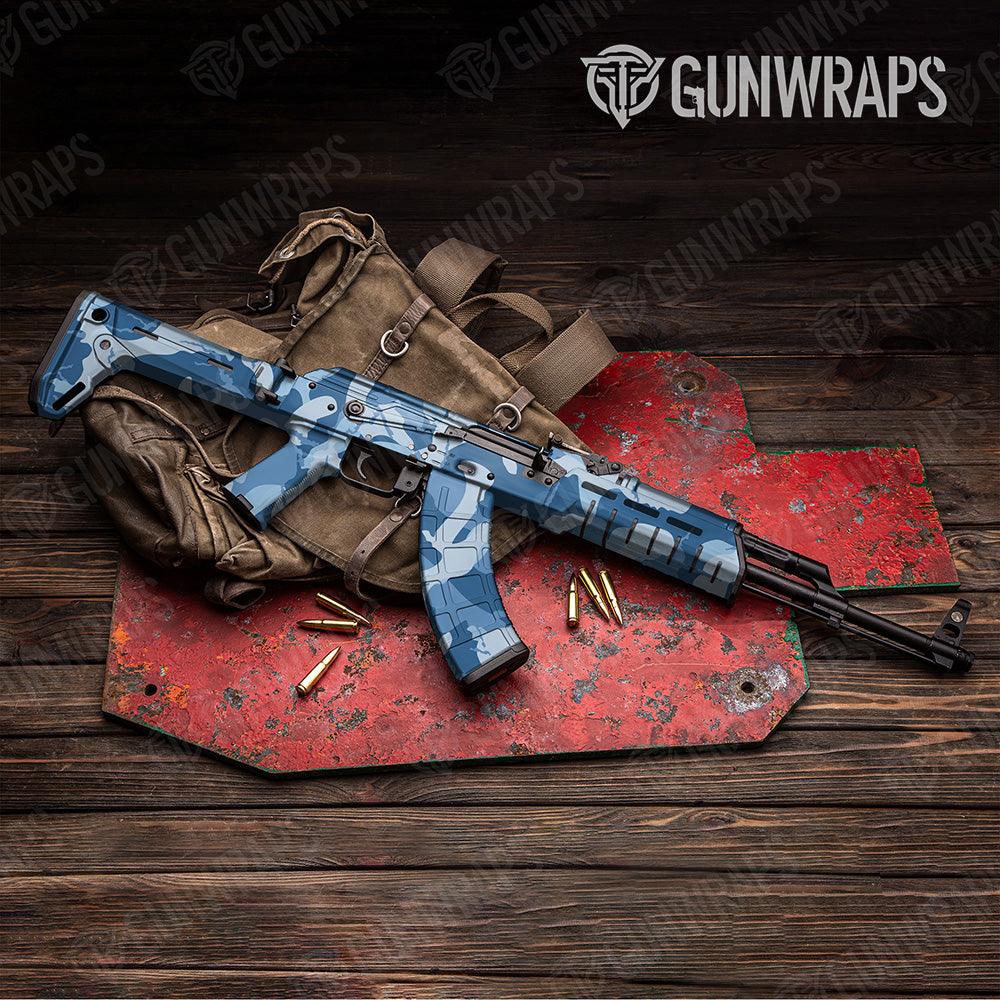 AK 47 Ragged XL Cool Blue Camo Gun Skin Vinyl Wrap