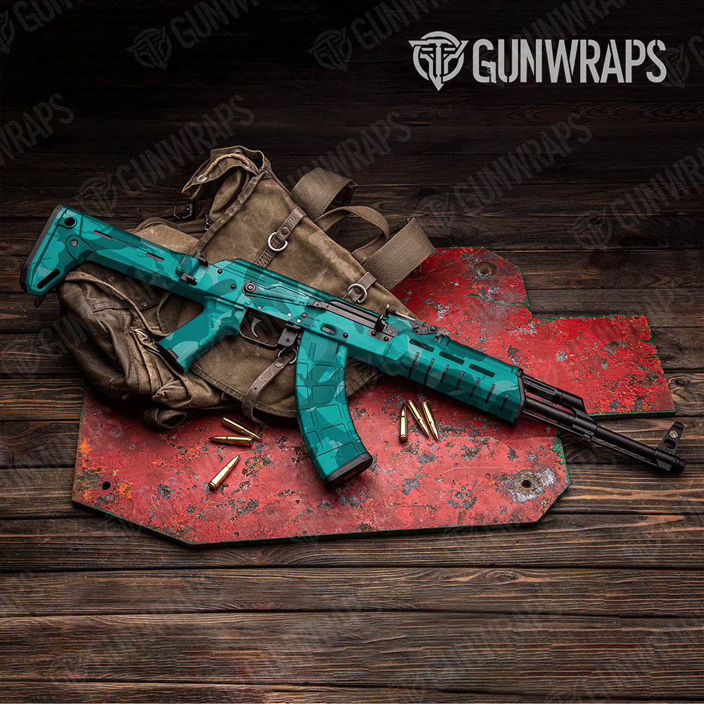 AK 47 Ragged XL Elite Tiffany Blue Camo Gun Skin Vinyl Wrap