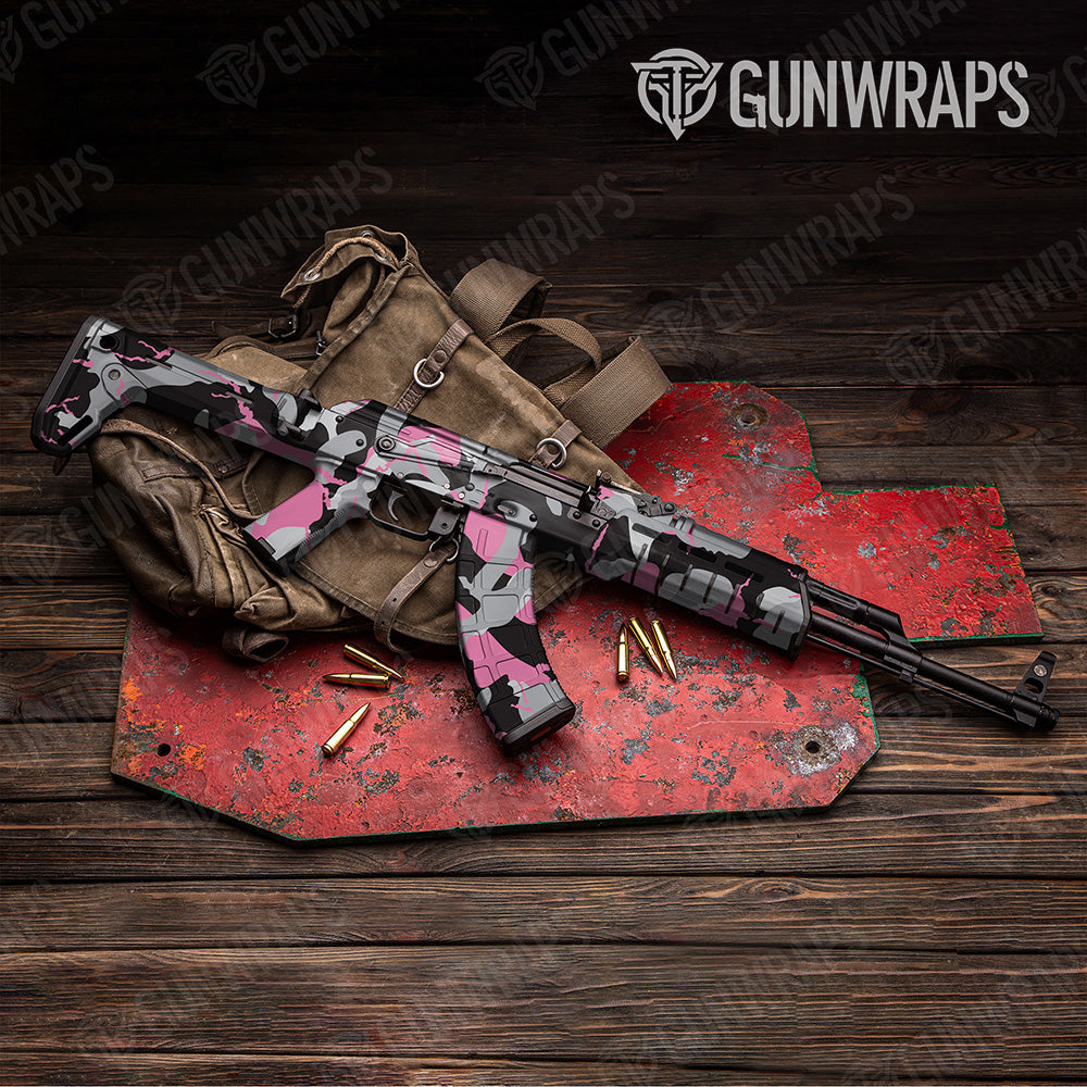 AK 47 Ragged XL Pink Camo Gun Skin Vinyl Wrap