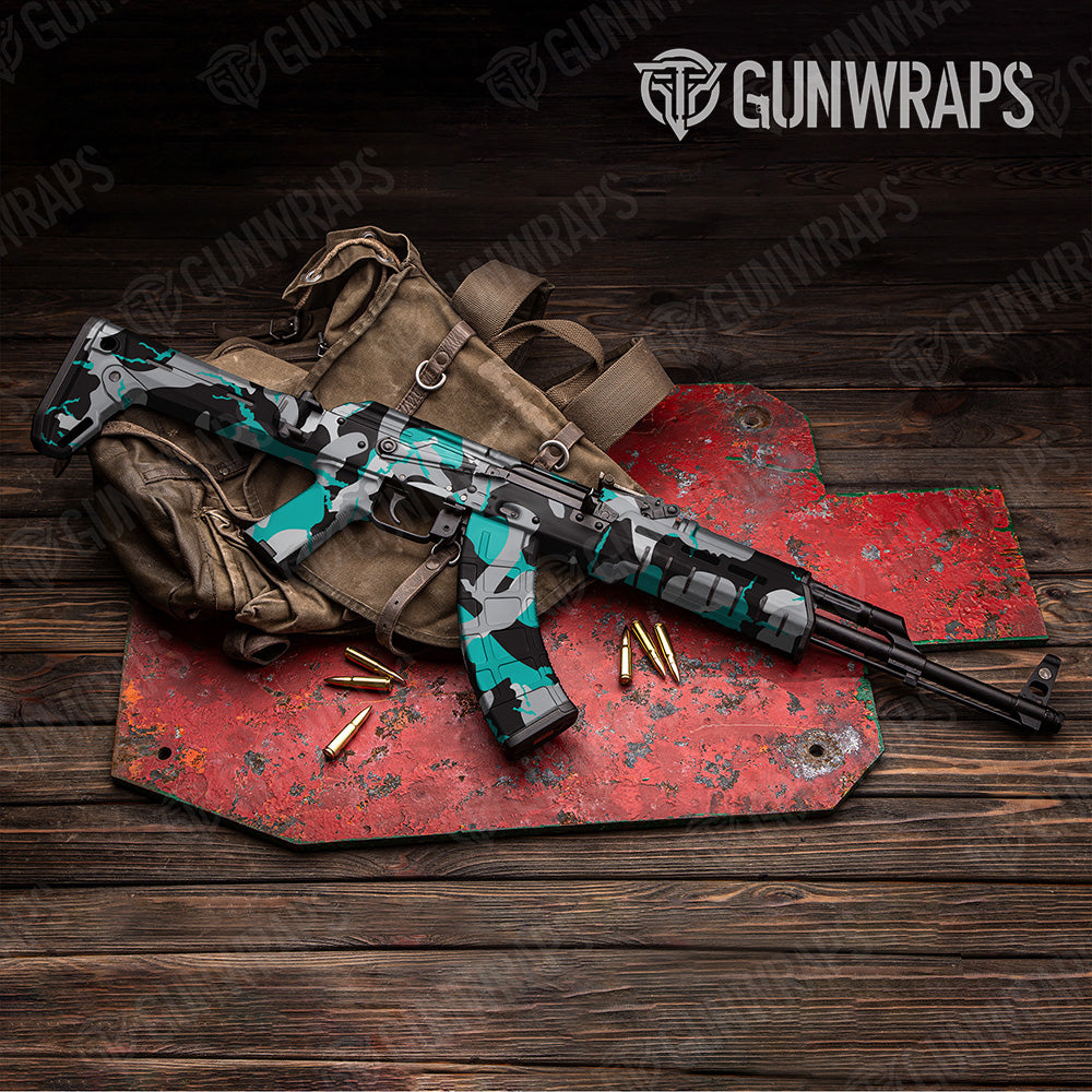 AK 47 Ragged XL Tiffany Blue Tiger Camo Gun Skin Vinyl Wrap