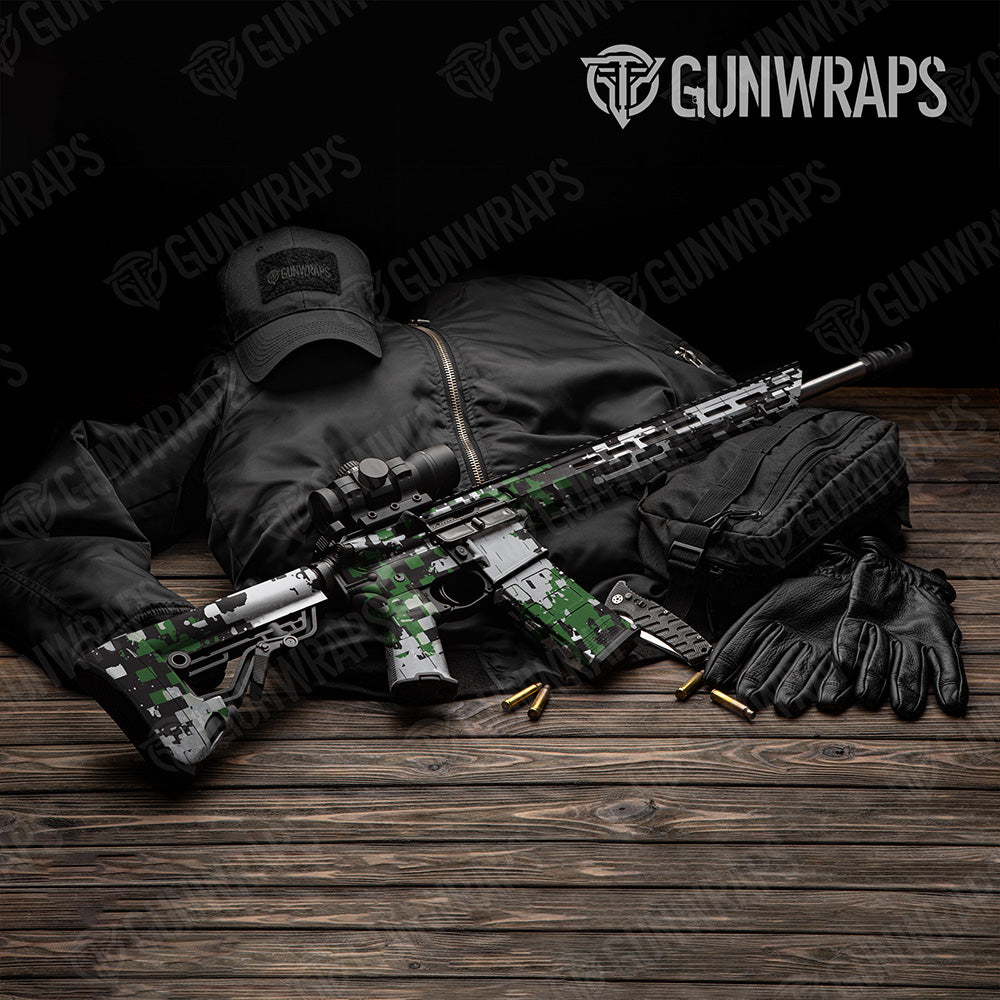 AR 15 Broken Plaid Green Tiger Camo Gun Skin Vinyl Wrap