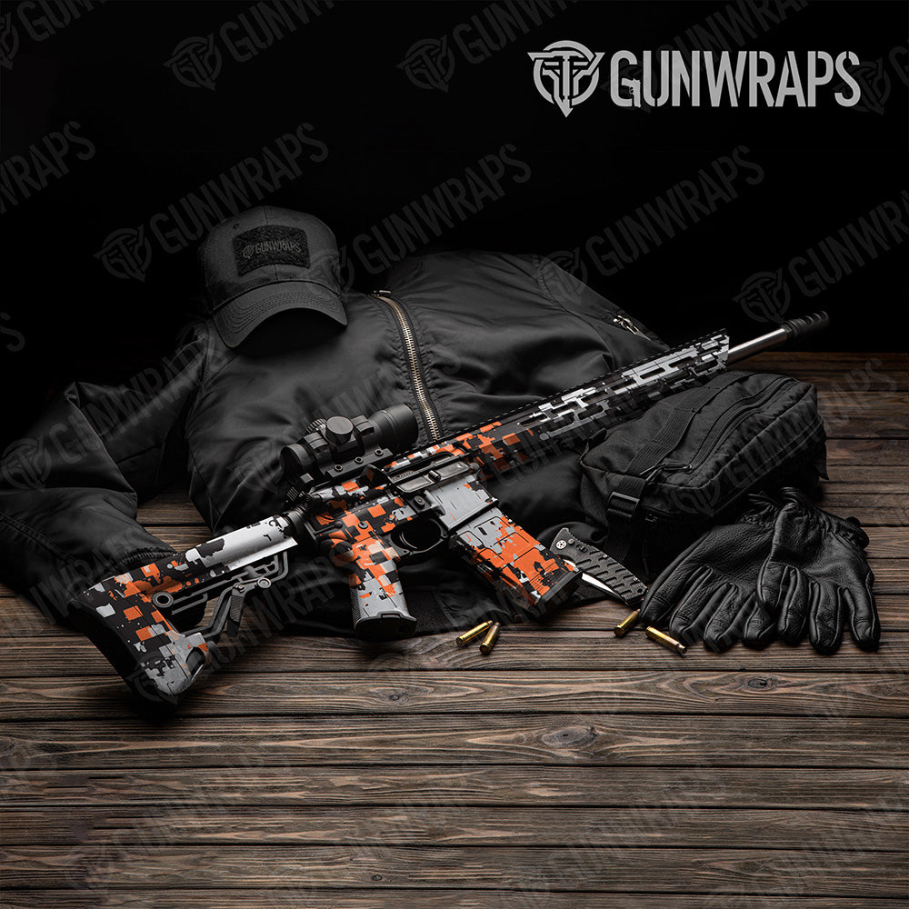 AR 15 Broken Plaid Orange Tiger Camo Gun Skin Vinyl Wrap