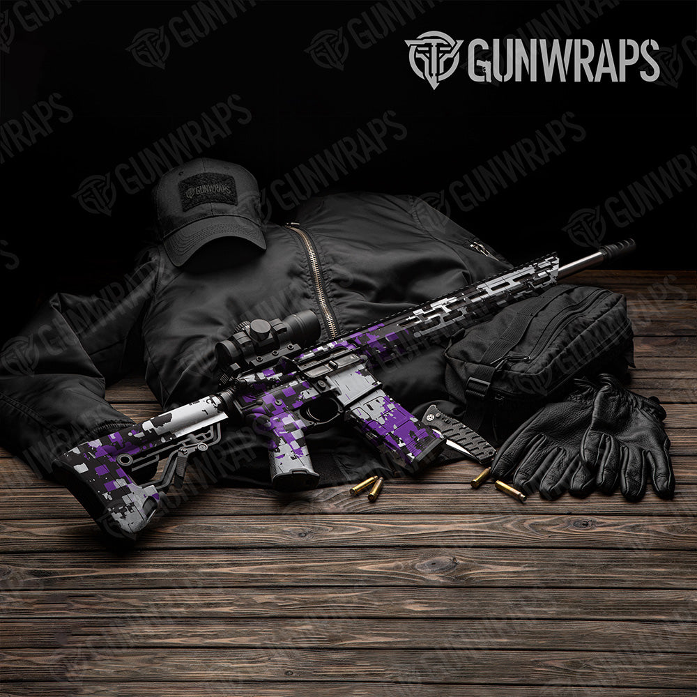 AR 15 Broken Plaid Purple Tiger Camo Gun Skin Vinyl Wrap