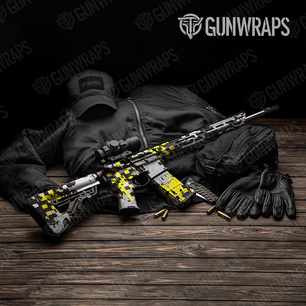 AR 15 Broken Plaid Yellow Tiger Camo Gun Skin Vinyl Wrap