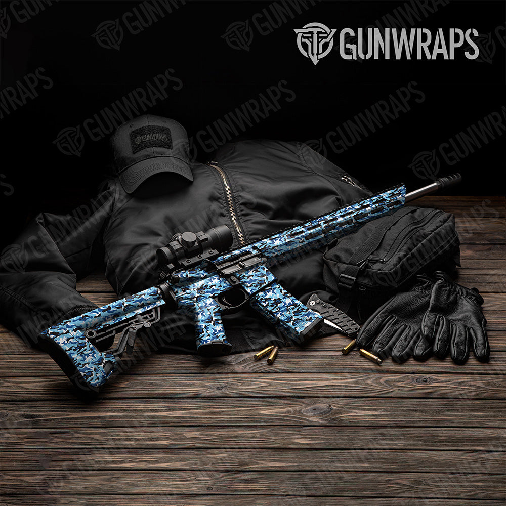 AR 15 Classic Baby Blue Camo Gun Skin Vinyl Wrap