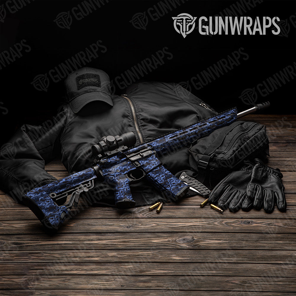 AR 15 Classic Blue Midnight Camo Gun Skin Vinyl Wrap