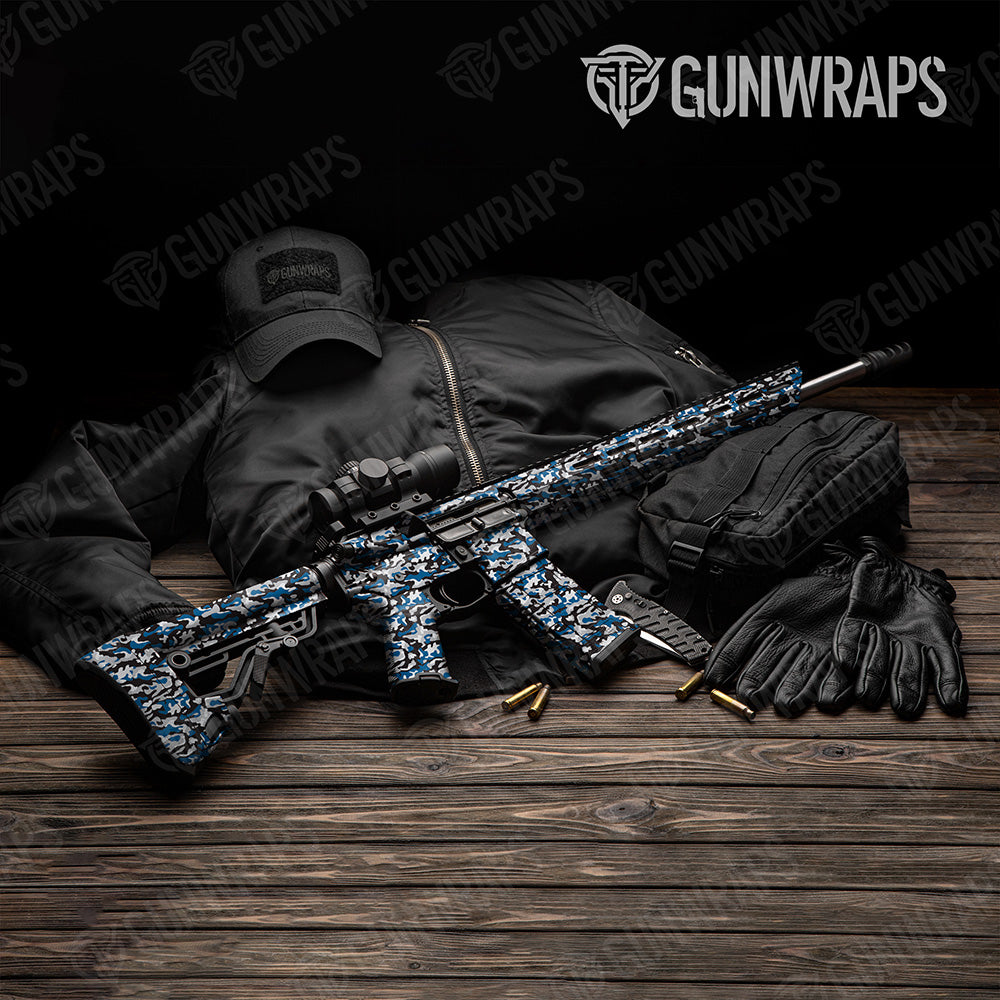 AR 15 Classic Blue Tiger Camo Gun Skin Vinyl Wrap