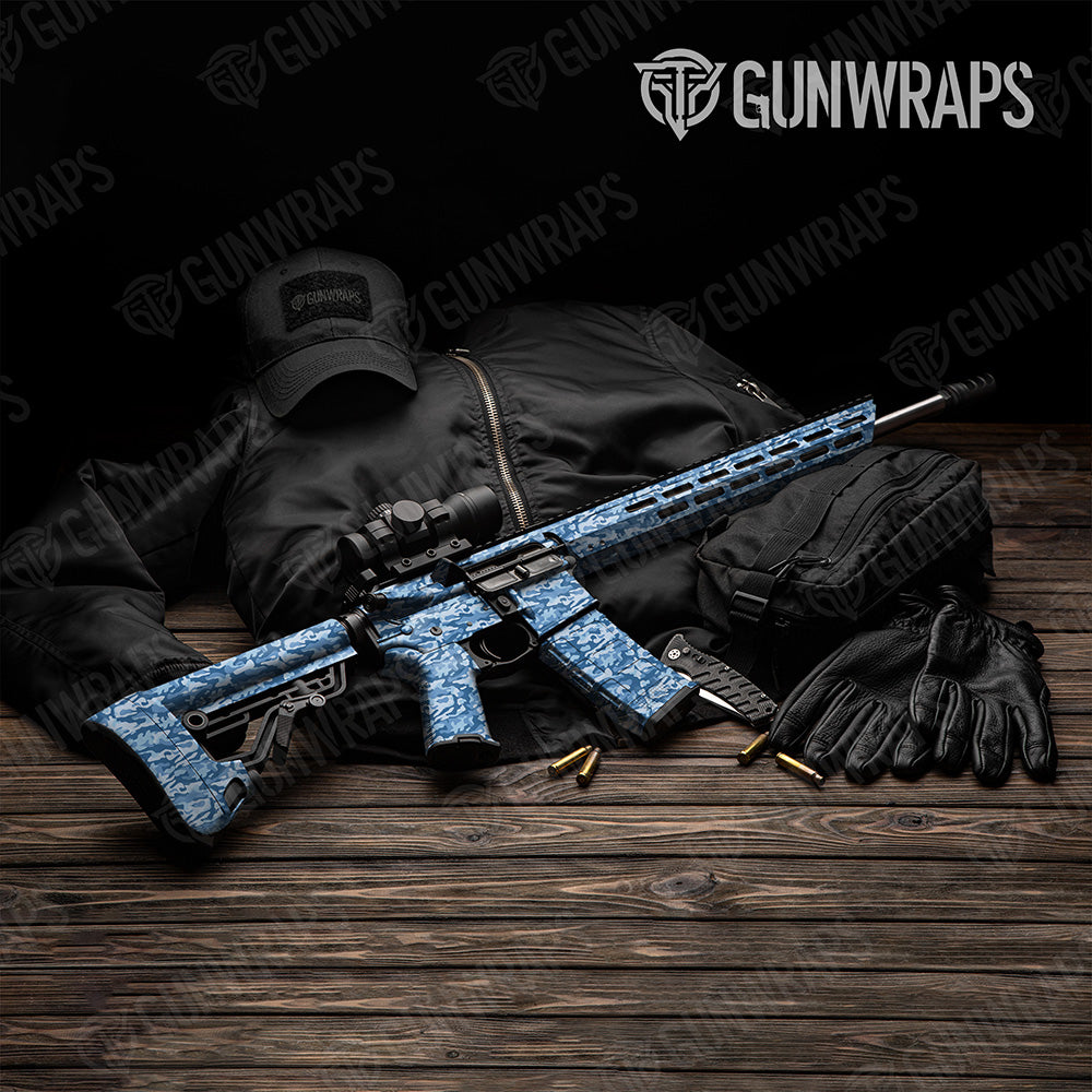 AR 15 Classic Cool Blue Camo Gun Skin Vinyl Wrap