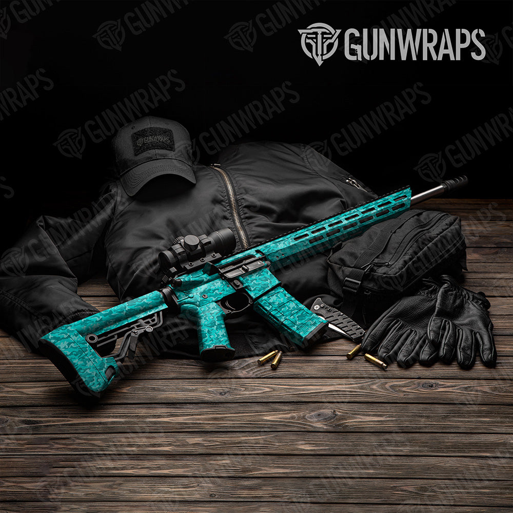 AR 15 Classic Elite Tiffany Blue Camo Gun Skin Vinyl Wrap