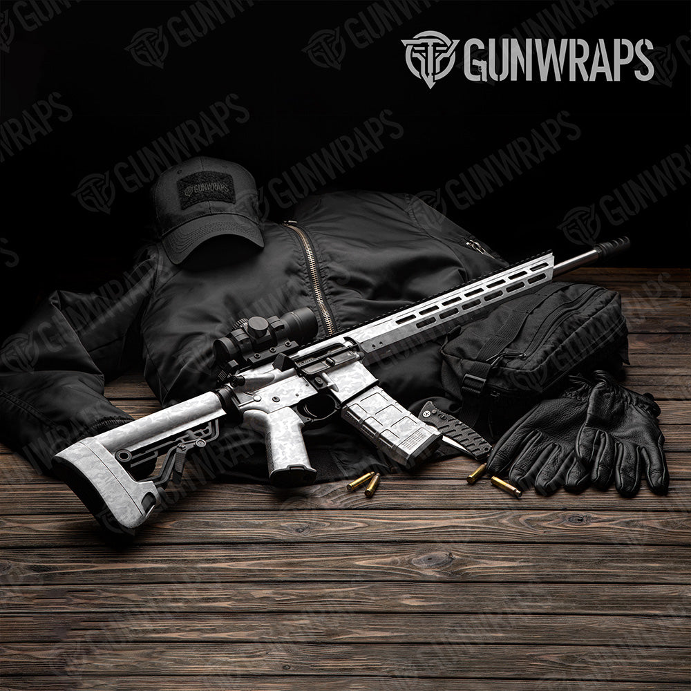 AR 15 Classic Elite White Camo Gun Skin Vinyl Wrap