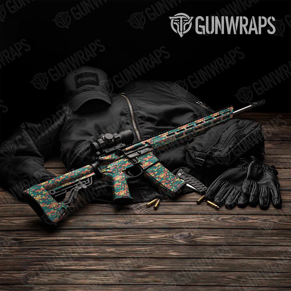 AR 15 Classic Fiesta Camo Gun Skin Vinyl Wrap