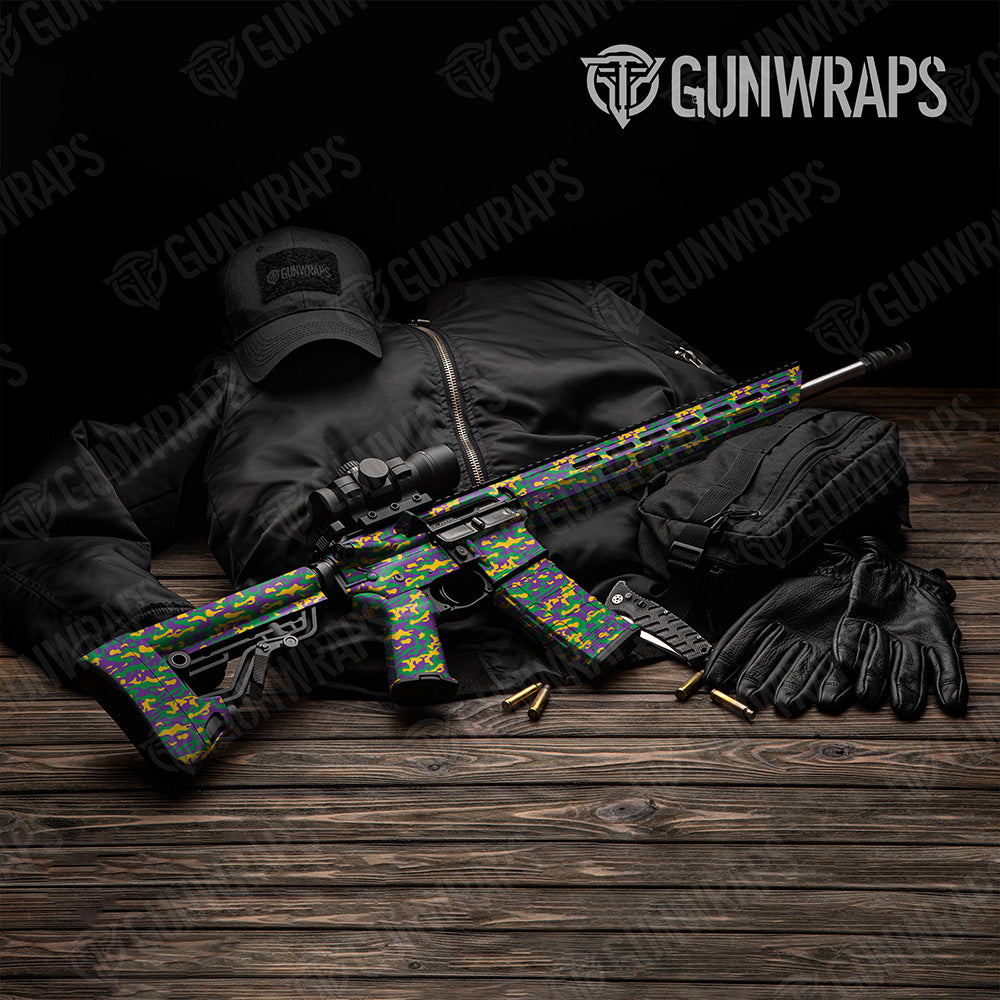 AR 15 Classic Mardi Gras Camo Gun Skin Vinyl Wrap