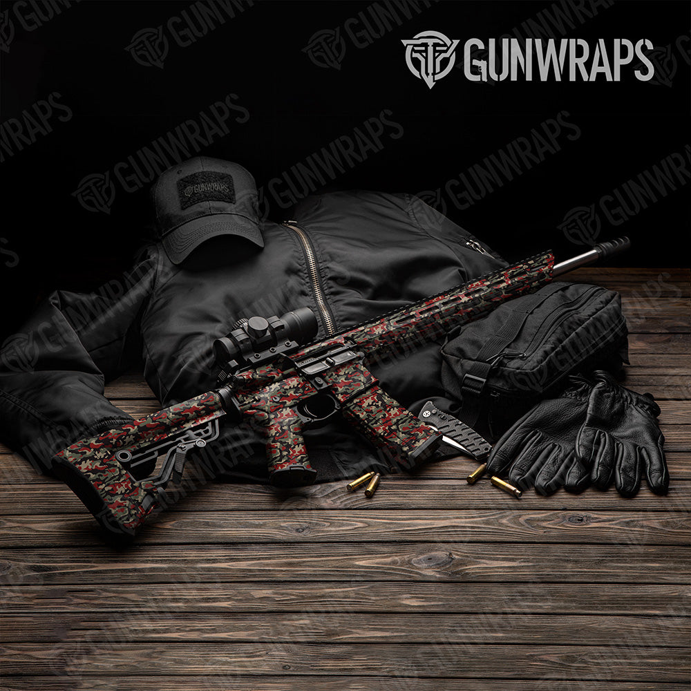 AR 15 Classic Militant Red Camo Gun Skin Vinyl Wrap