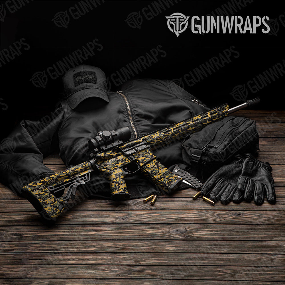 AR 15 Classic Militant Yellow Camo Gun Skin Vinyl Wrap