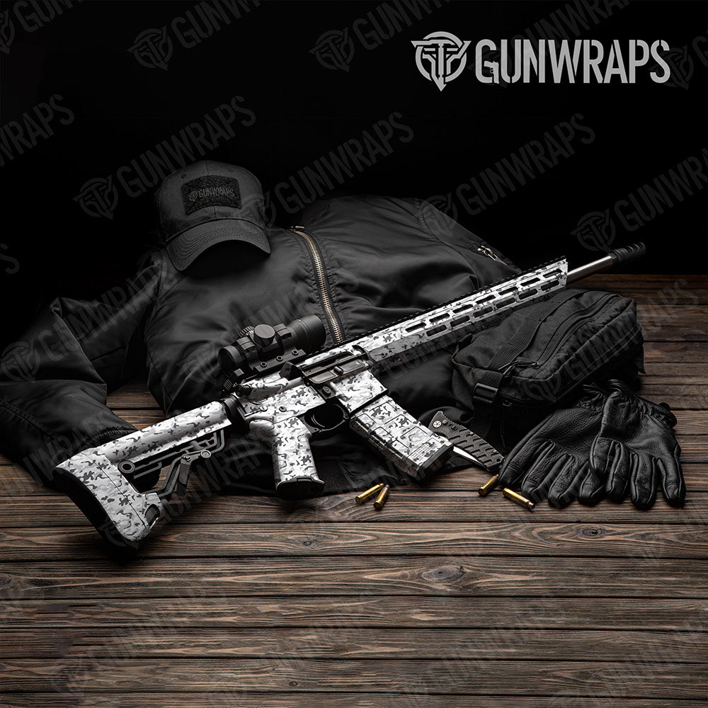 AR 15 Classic Snow Camo Gun Skin Vinyl Wrap