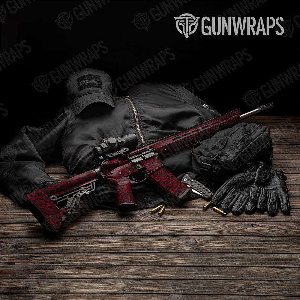 AR 15 Classic Vampire Red Camo Gun Skin Vinyl Wrap