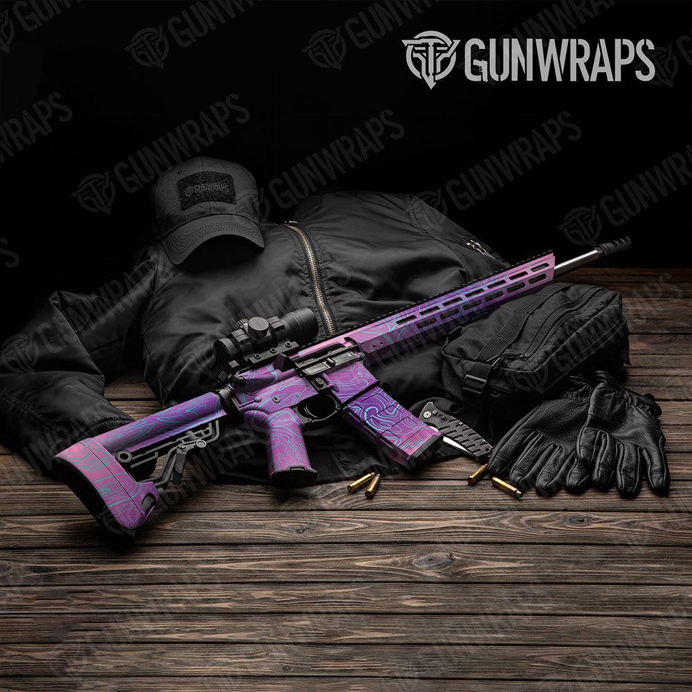 AR 15 Damascus Aurora Camo Gun Skin Vinyl Wrap