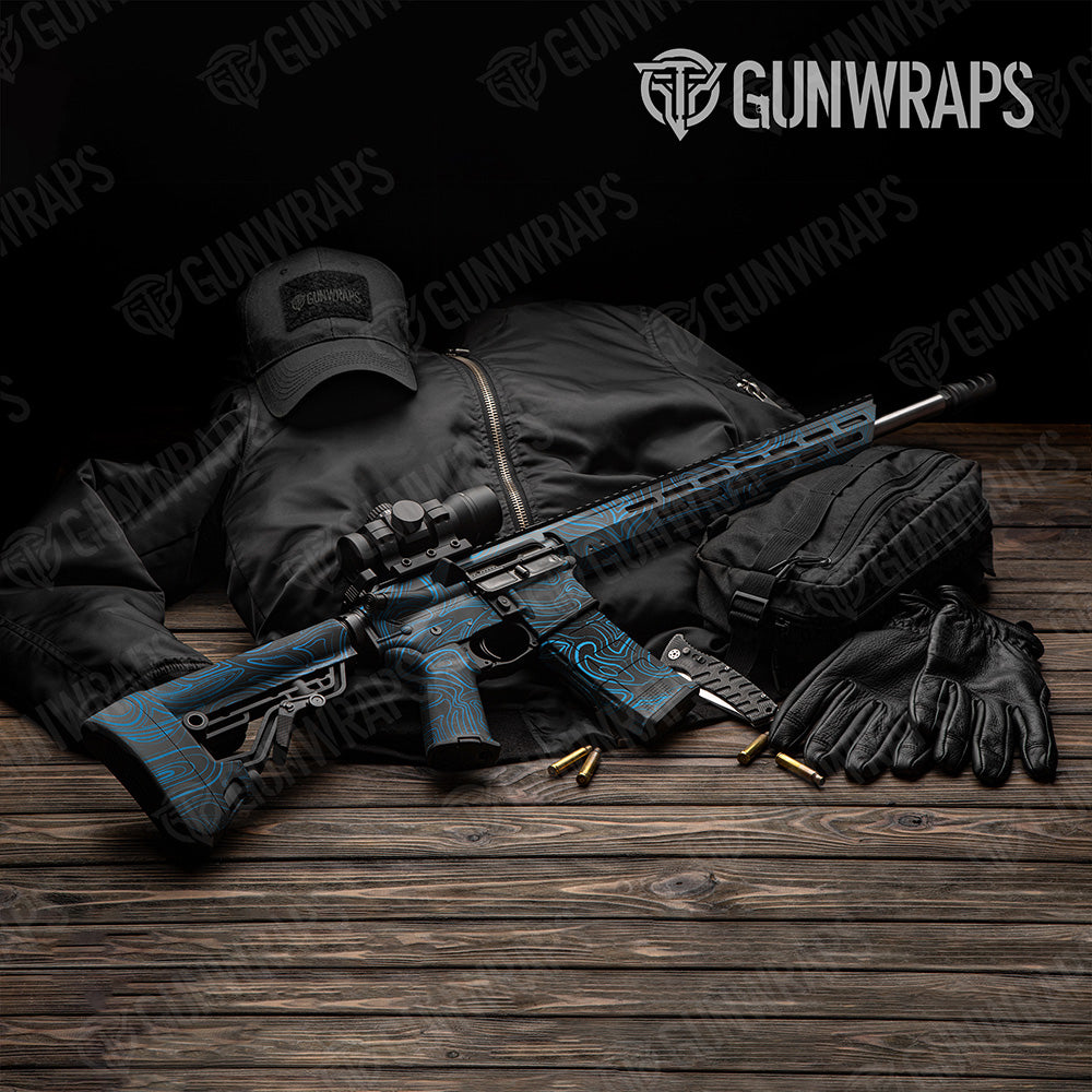 AR 15 Damascus Blue Camo Gun Skin Vinyl Wrap