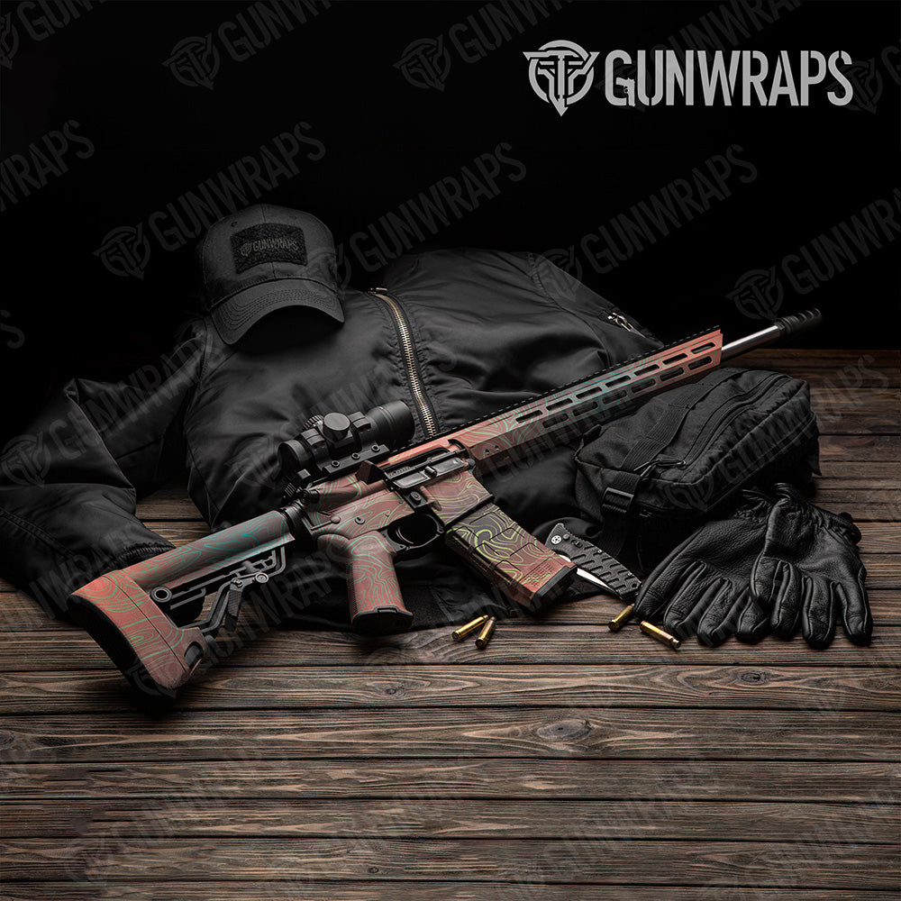 AR 15 Damascus Fiesta Camo Gun Skin Vinyl Wrap