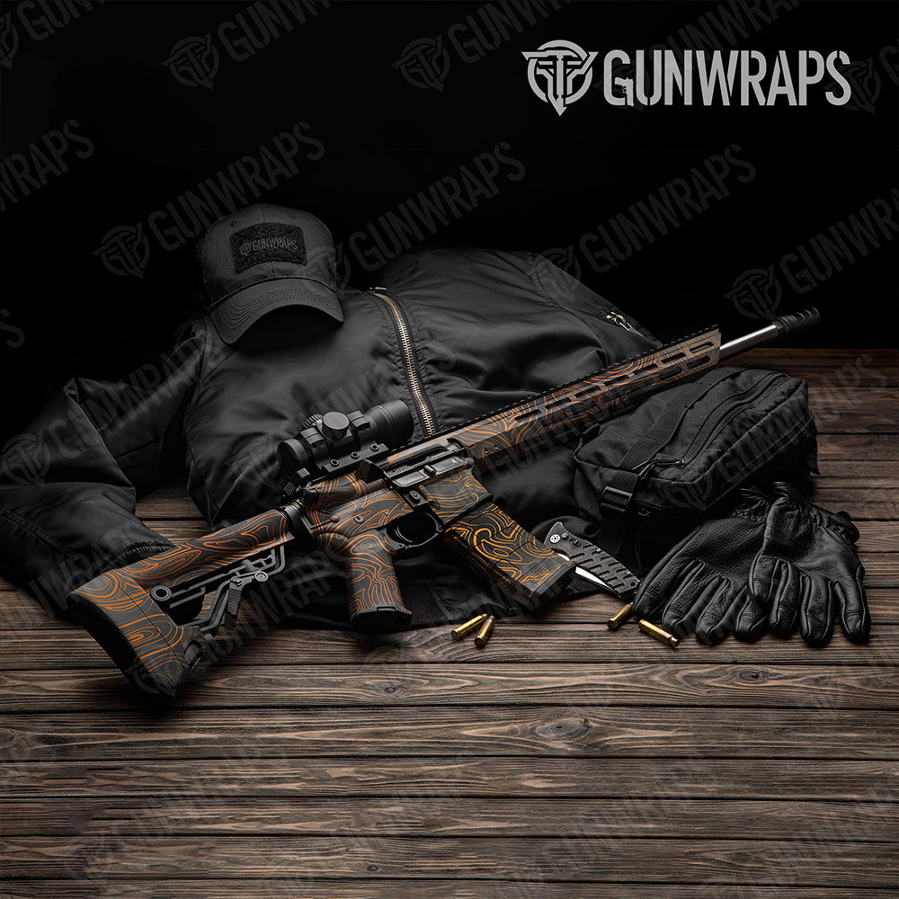 AR 15 Damascus Orange Camo Gun Skin Vinyl Wrap