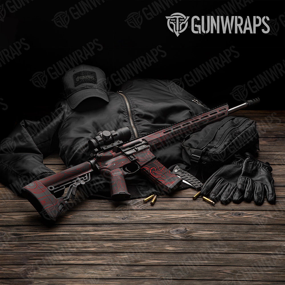 AR 15 Damascus Red Camo Gun Skin Vinyl Wrap