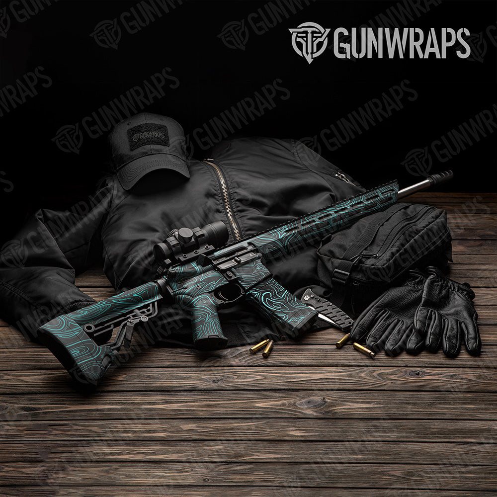 AR 15 Damascus Tiffany Blue Camo Gun Skin Vinyl Wrap