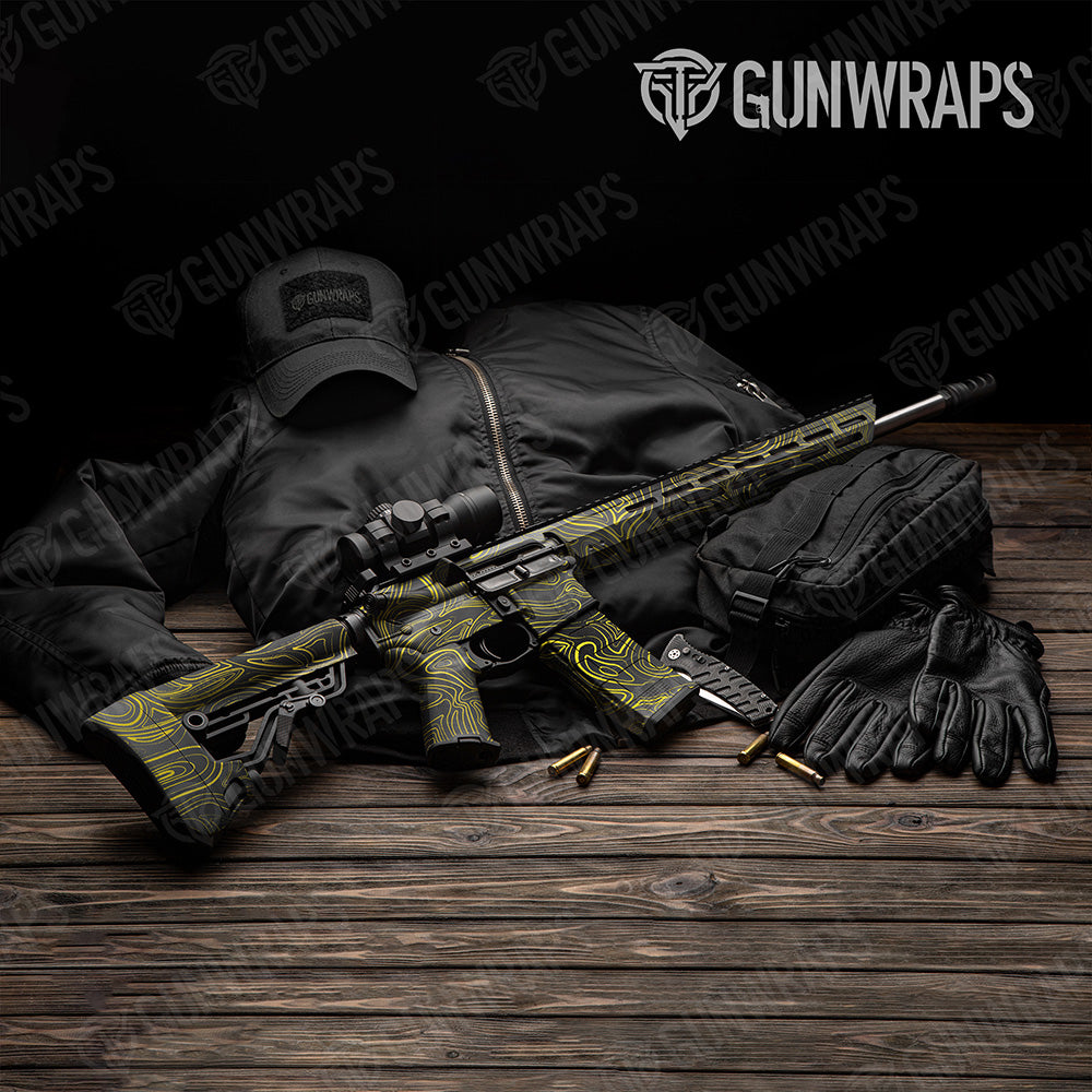 AR 15 Damascus Yellow Camo Gun Skin Vinyl Wrap