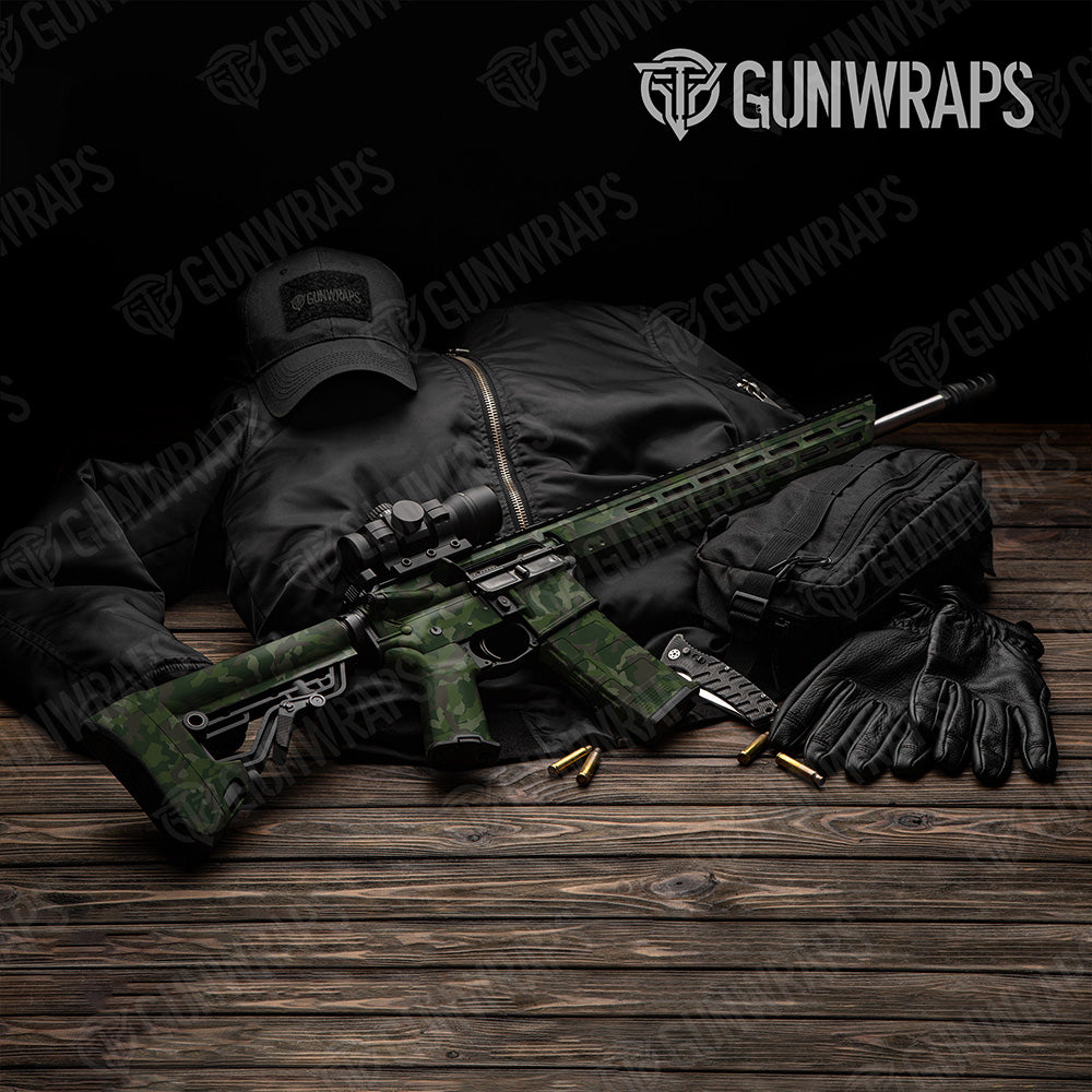 AR 15 Erratic Army Dark Green Camo Gun Skin Vinyl Wrap