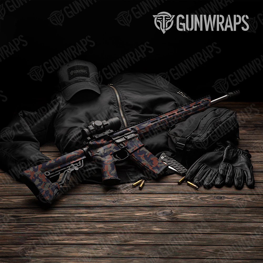 AR 15 Erratic Blue Copper Camo Gun Skin Vinyl Wrap