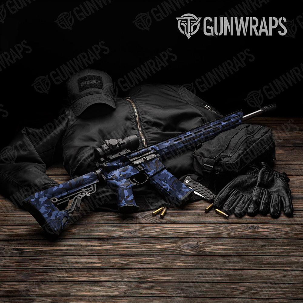 AR 15 Erratic Blue Midnight Camo Gun Skin Vinyl Wrap