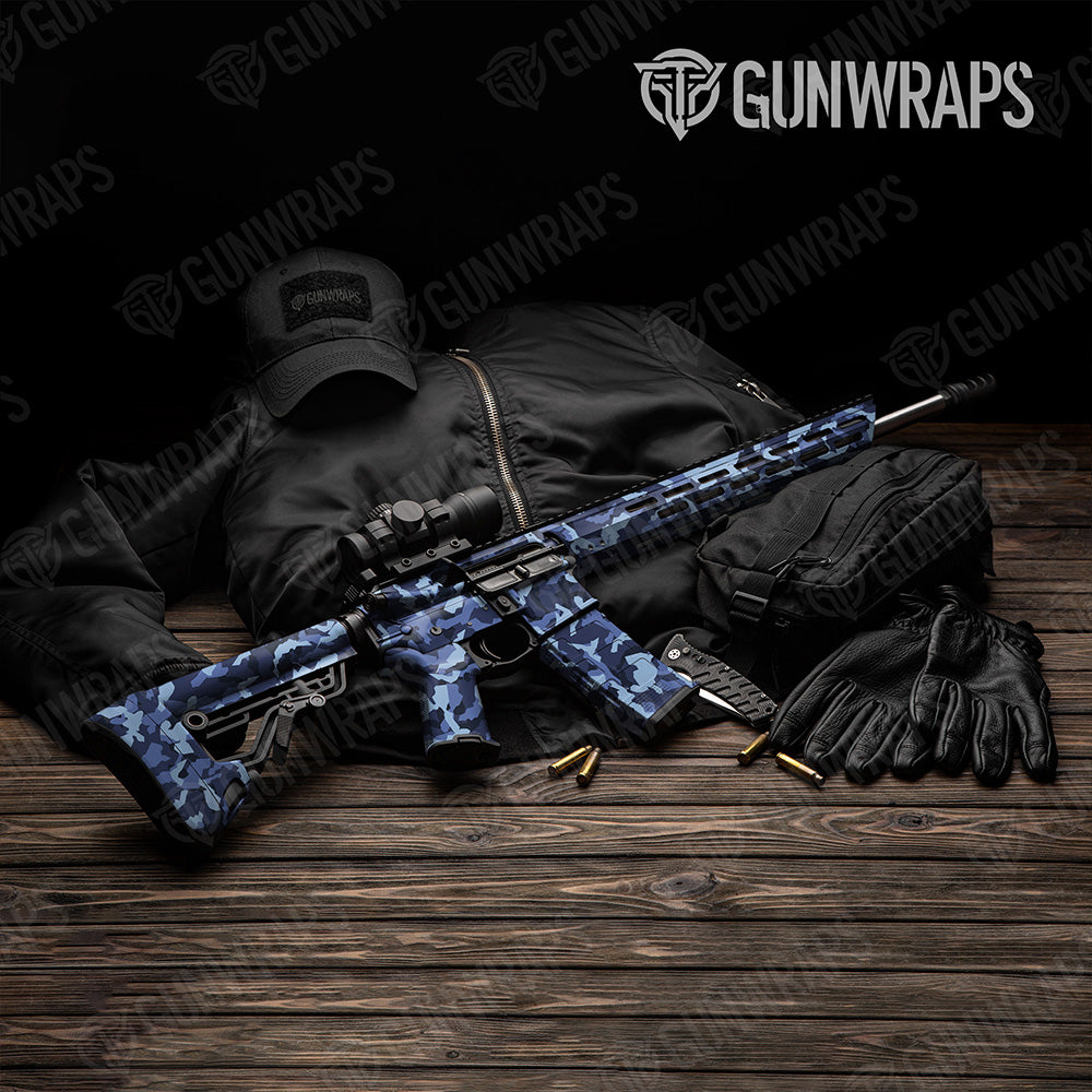 AR 15 Erratic Blue Urban Night Camo Gun Skin Vinyl Wrap