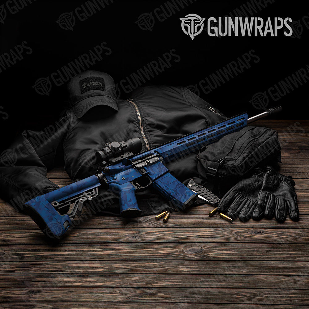 AR 15 Erratic Elite Blue Camo Gun Skin Vinyl Wrap