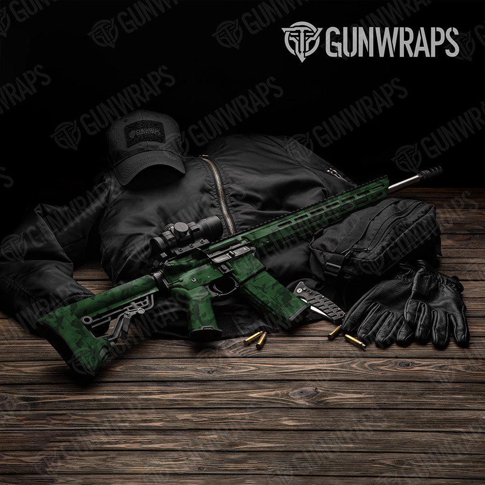 AR 15 Erratic Elite Green Camo Gun Skin Vinyl Wrap