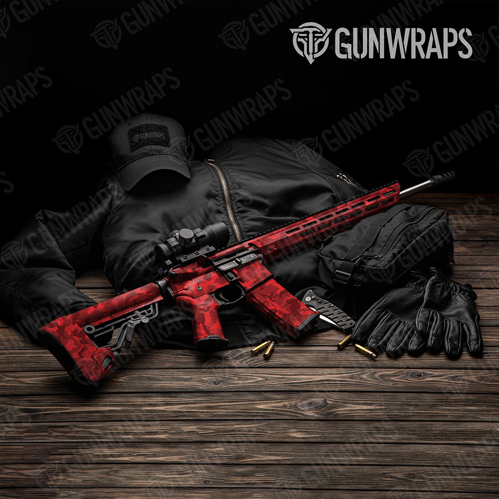 AR 15 Erratic Elite Red Camo Gun Skin Vinyl Wrap