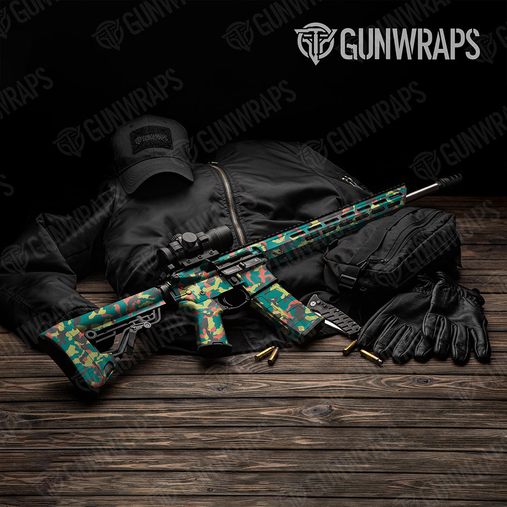 AR 15 Erratic Fiesta Camo Gun Skin Vinyl Wrap