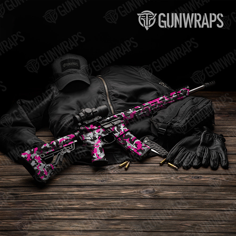 AR 15 Erratic Magenta Tiger Camo Gun Skin Vinyl Wrap