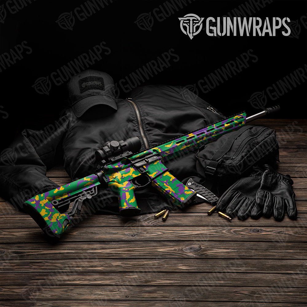 AR 15 Erratic Mardi Gras Camo Gun Skin Vinyl Wrap