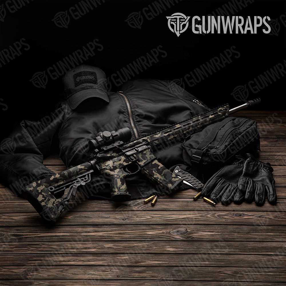 AR 15 Erratic Militant Charcoal Camo Gun Skin Vinyl Wrap