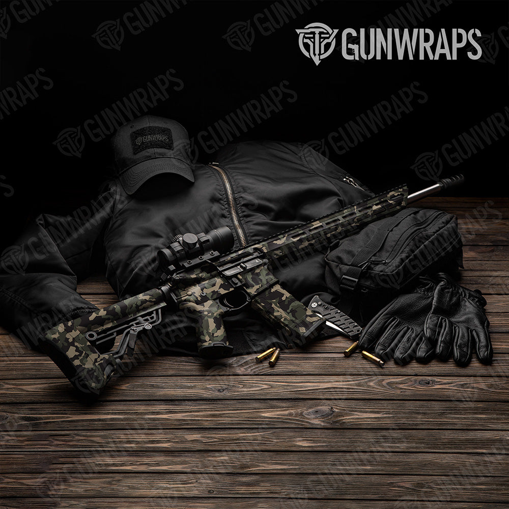 AR 15 Erratic Militant Green Camo Gun Skin Vinyl Wrap