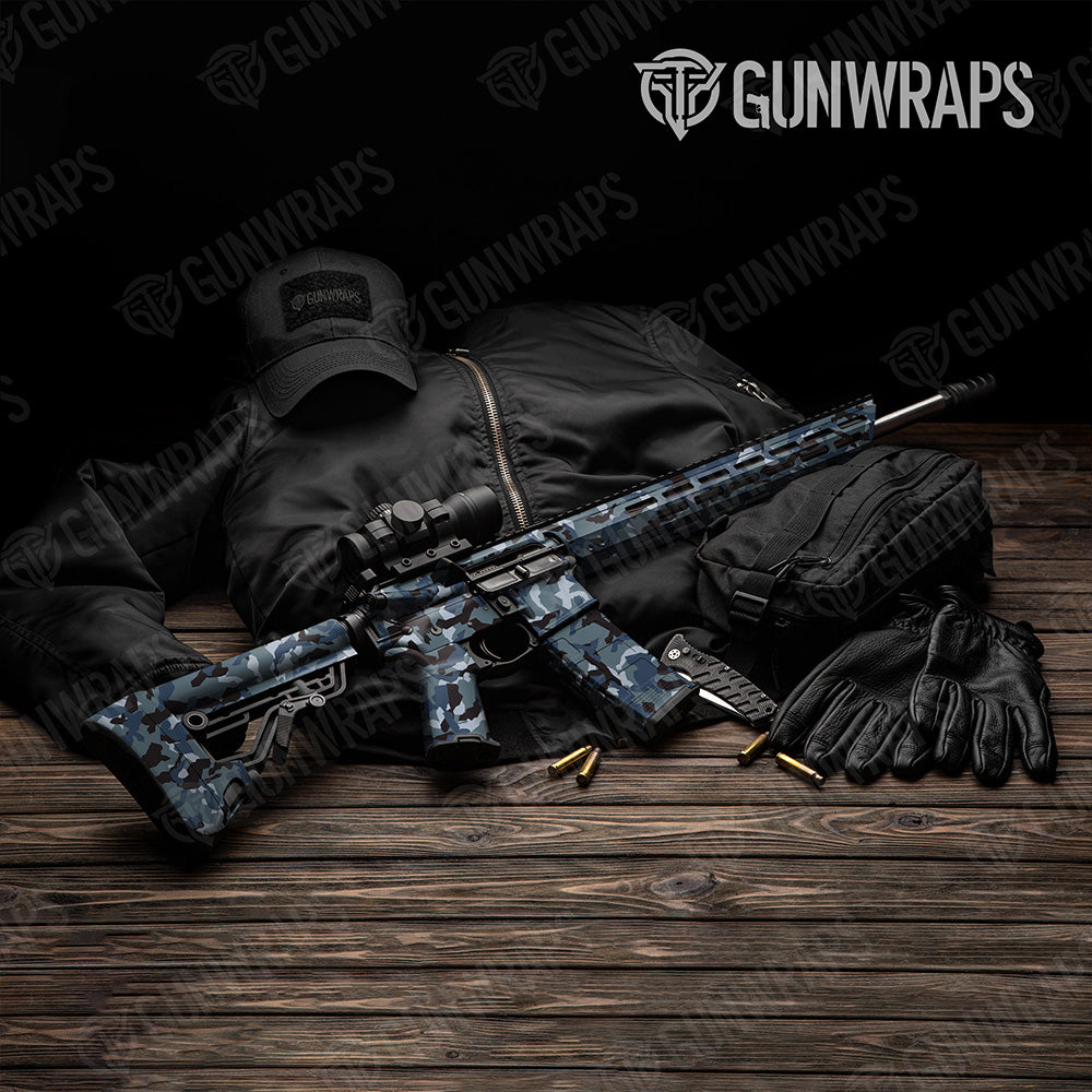 AR 15 Erratic Navy Camo Gun Skin Vinyl Wrap