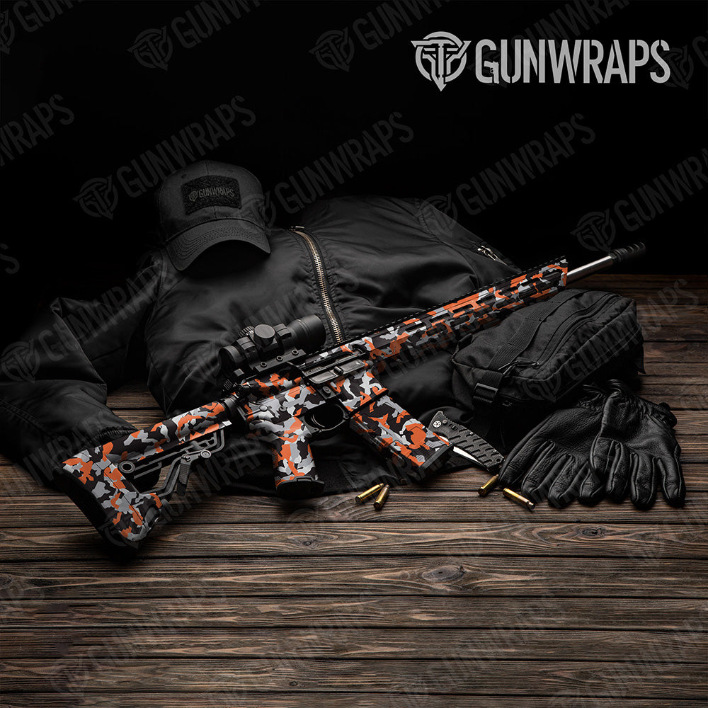 AR 15 Erratic Orange Tiger Camo Gun Skin Vinyl Wrap