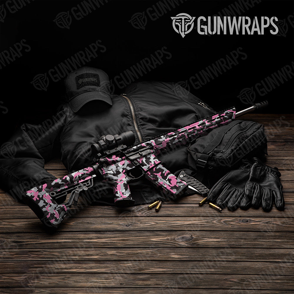 AR 15 Erratic Pink Tiger Camo Gun Skin Vinyl Wrap