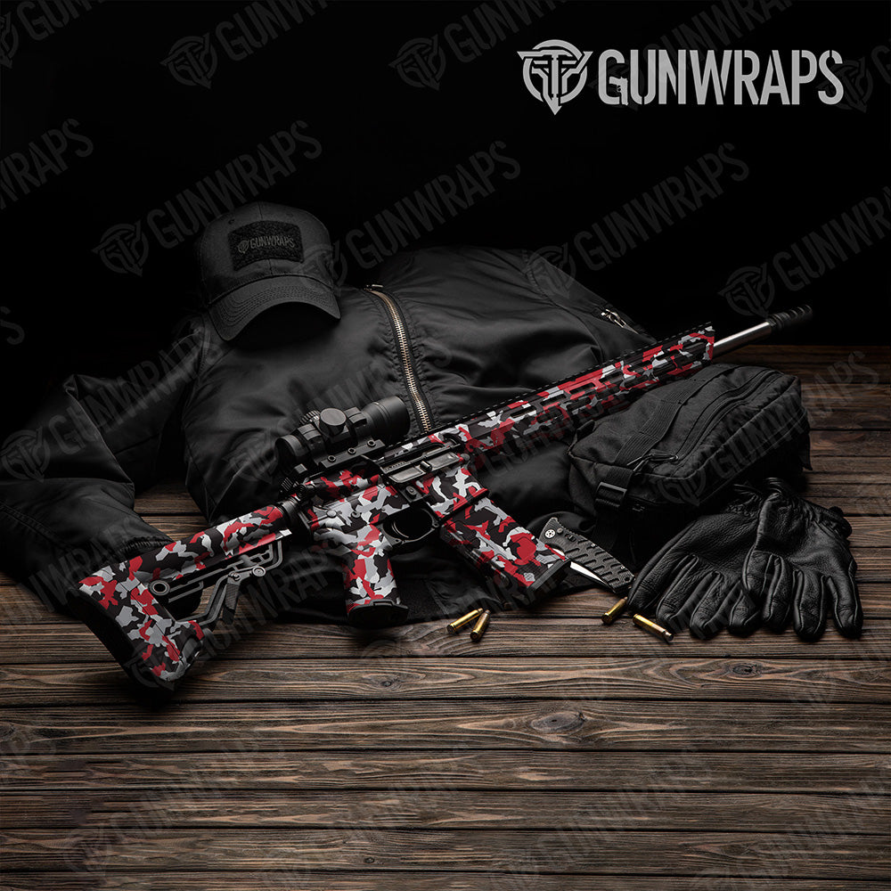 AR 15 Erratic Red Tiger Camo Gun Skin Vinyl Wrap