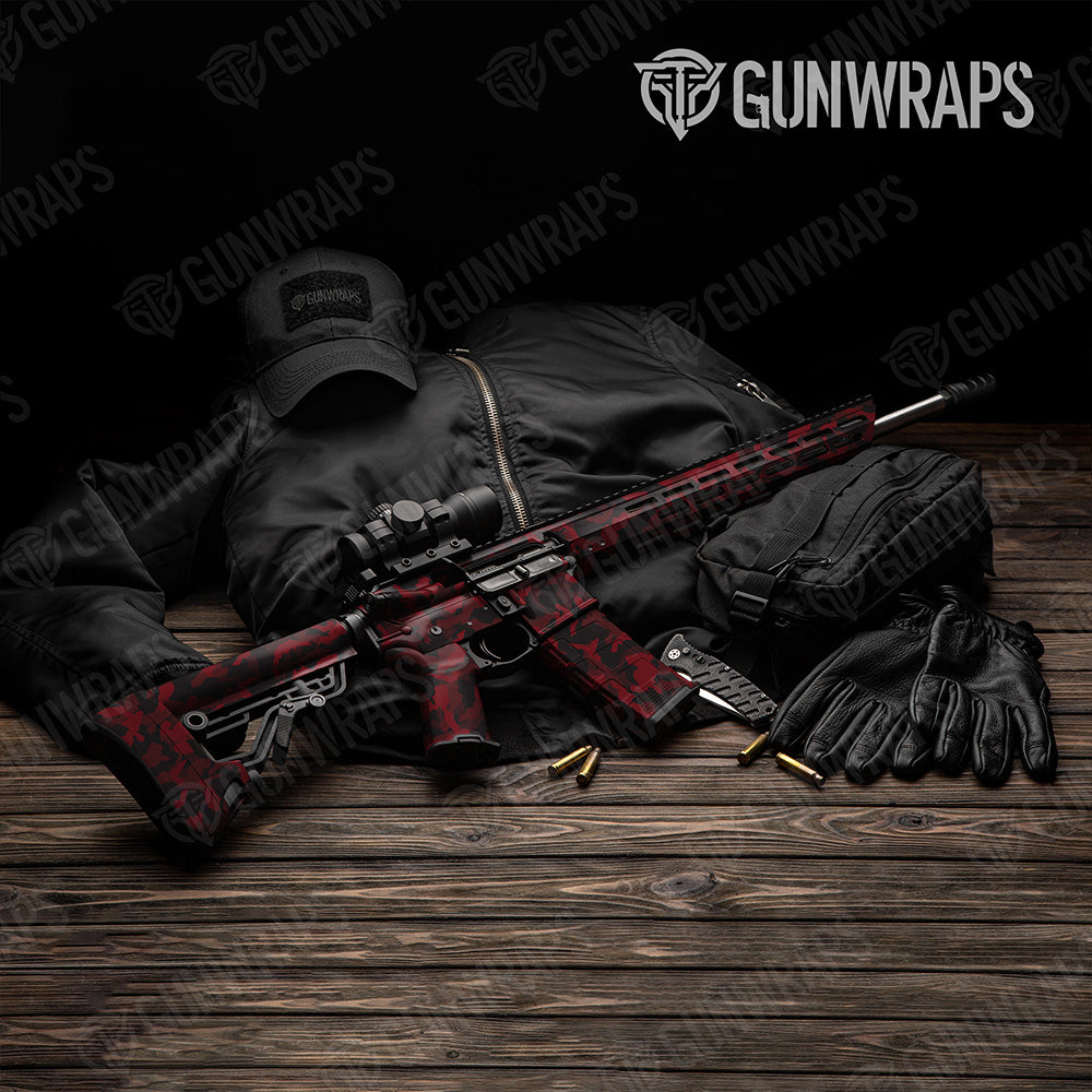 AR 15 Erratic Vampire Red Camo Gun Skin Vinyl Wrap