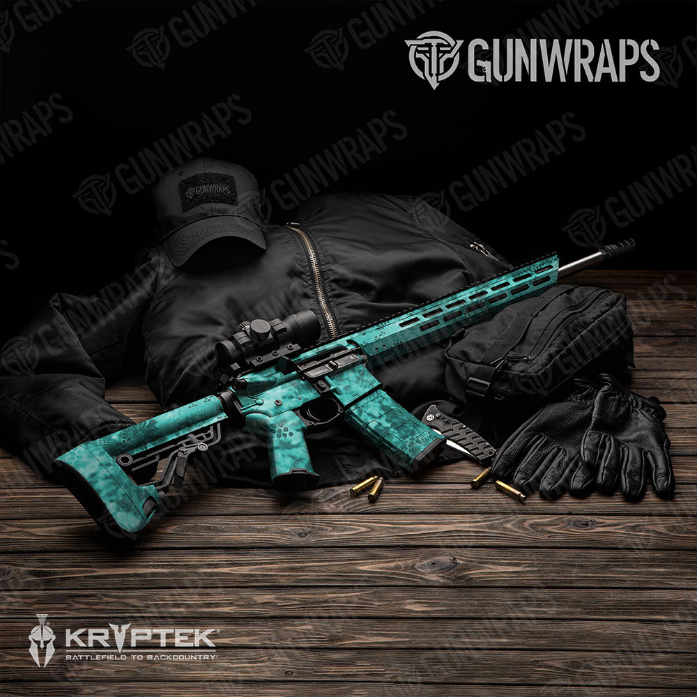 AR 15 Kryptek Tiffany Blue Camo Gun Skin Vinyl Wrap