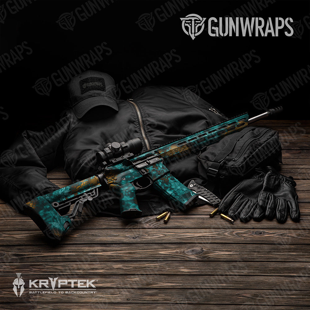 AR 15 Kryptek Turquoise Camo Gun Skin Vinyl Wrap