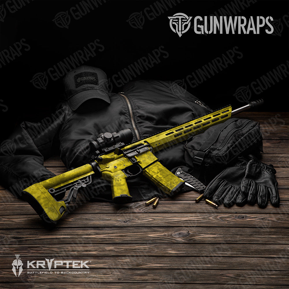 AR 15 Kryptek Yellow Camo Gun Skin Vinyl Wrap