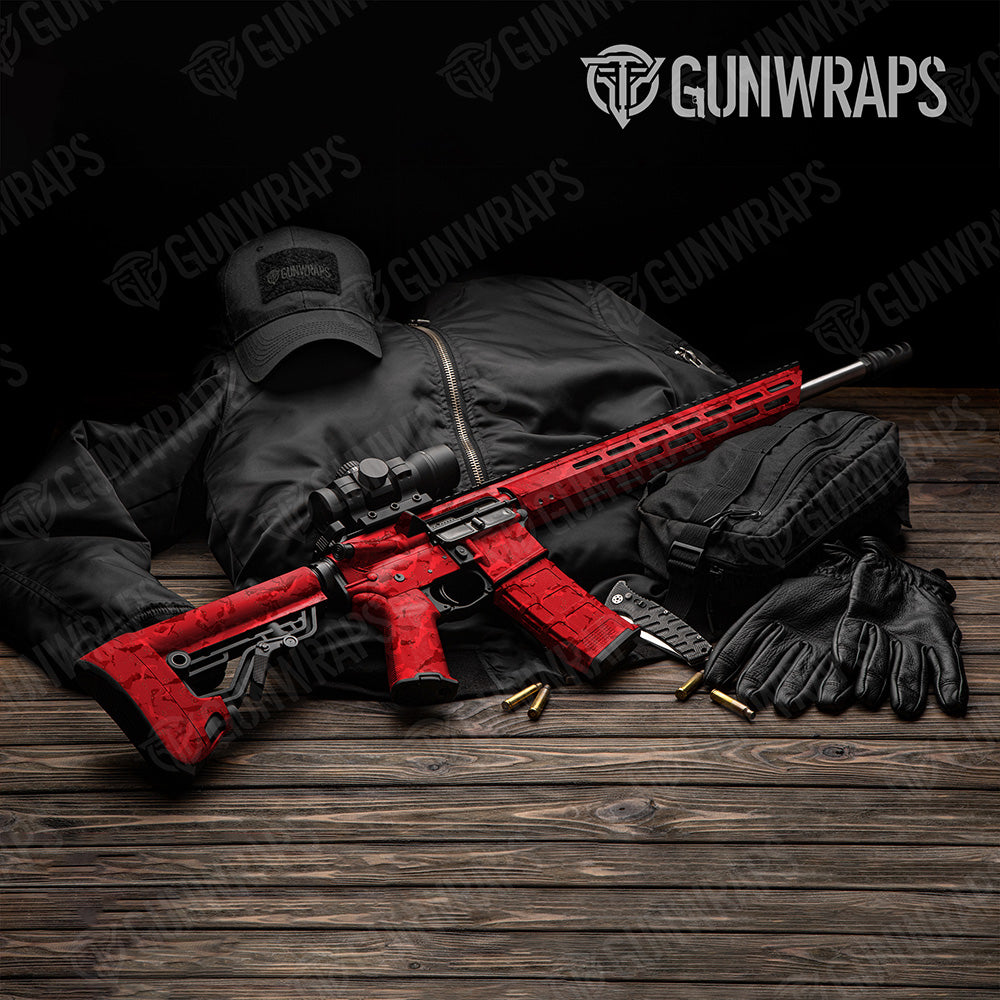 AR 15 Battle Storm Elite Red Camo Gun Skin Vinyl Wrap